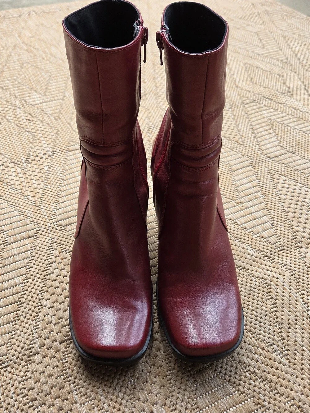 Women’s Red Leather Mid-Calf Boots - Picture 7 of 12
